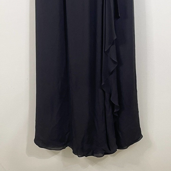 Tibi Silk Beaded Neckline Maxi Dress Size 4 Black Chiffon Ruffle - Picture 6 of 14